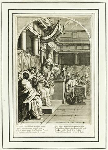 La vie de Saint Bruno, fondateur de l'ordre des Chartreux : Le pape Victor II approuvant l'institution de l'ordre des chartreux (planche numérotée 13), image 1/1