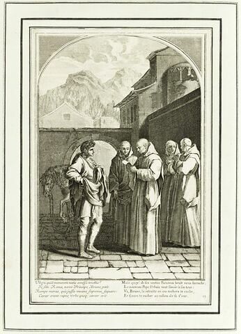La vie de Saint Bruno, fondateur de l'ordre des Chartreux : Saint Bruno reçoit un message du pape Urbain II (planche numérotée 15)