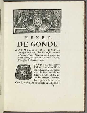 Tête de chapitre. Biographie de Henri de Gondi, image 1/1