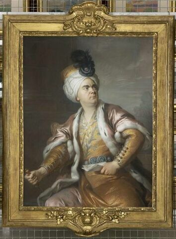 Portrait de l'acteur Henri-Louis Caïn, dit Lekain (1728/29-1778), dans le rôle d'Orosmane dans la tragédie de Voltaire, Zaïre.