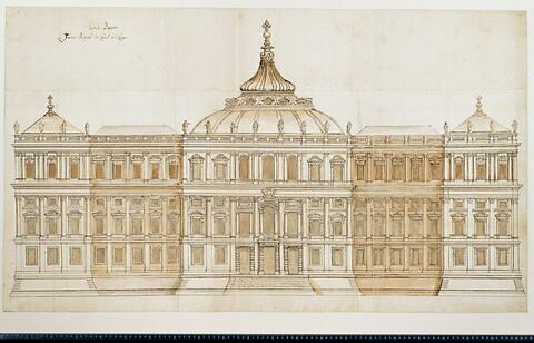 Deuxième projet pour le Louvre. Elévation pour la façade orientale, vers 1664