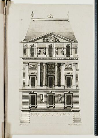 Projet pour le Louvre. Elévation pour le gros pavillon d'angle de la façade orientale, vers 1655