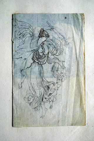 Figure féminine drapée à l'antique, volant, tenant de la main droite une torche allumée, renversée, image 2/2