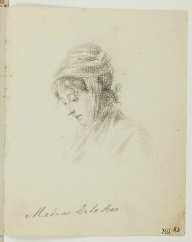 Portrait en buste de Mme Delarue, de trois quarts vers la gauche, coiffée d'un chapeau, image 2/2