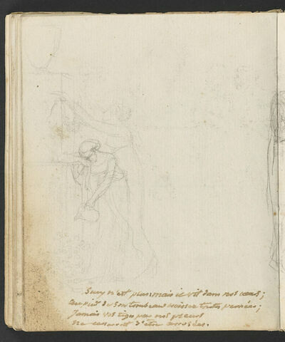 Étude pour un monument funéraire en l'honneur de Sucy (?) ; traits de débordement du dessin du folio suivant, à droite, image 1/4