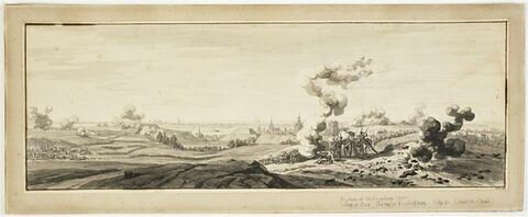 Siège de Dantzig, mai 1807 : vue générale de la ville et des combats depuis la batterie de Stolzenberg, image 1/1