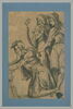 Vieillard à genoux, derrière lui deux hommes en capuche avec une torche, image 2/2