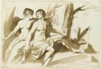Jeune homme et jeune fille au pied d'un arbre marqué Angelica et Medor, image 2/3