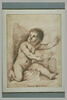 Etude d'un jeune enfant nu, assis à terre, les bras tendus vers la droite, image 2/2