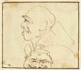 Caricature : tête d'homme, vue de profil et de face, image 1/3