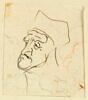 Caricature : tête d'homme, coiffé d'un bonnet carré, image 1/2