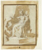 La Vierge à l'Enfant bénissant deux hommes agenouillés, esquisse d'une troisième figure à droite, image 1/2
