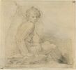 Saint Jean-Baptiste nu, assis, de profil vers la droite, la tête de face, image 4/4