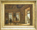 Personnages dans le salon d'Apollon au Louvre avec vue de Notre-Dame, image 3/4