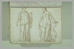 Deux femmes debout, vues de face ; la première, à gauche tient une corne..., image 2/2