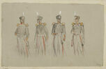 Etude de quatre officiers anglais coiffés de shakos, image 1/2