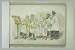 Choeur de six personnages en costume ecclésiastique devant un lutrin, image 2/2