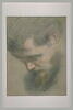 Tête d'homme barbu, de profil, penchée, regardant vers le bas, image 2/2
