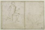 Jeune homme nu, un genou à terre, et reprise d'une partie de la même figure, image 1/2