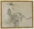 Femme nue assise, tournée vers la droite, vue de dos : étude pour une déesse de l'Assemblée des dieux, image 1/2