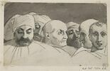 Six têtes d'hommes groupées en frise, copie d'après des personnages de La Résurrection du fils de Théophile, image 1/4