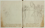 Étude pour un monument funéraire en l'honneur de Sucy (?) ; traits de débordement du dessin du folio suivant, à droite, image 2/4