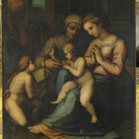 Miroir De Poche Argenté - Reproduction Gabrielle D'Estrées Et Sa Sœur - Musée Du Louvre - D.7cm