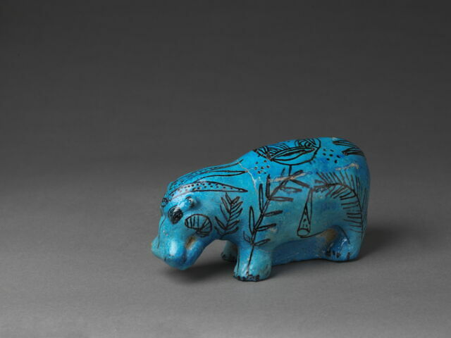 Figurine Hippopotame En Céramique Multicolore – Occasion Très Bon état, Décoration Animalière