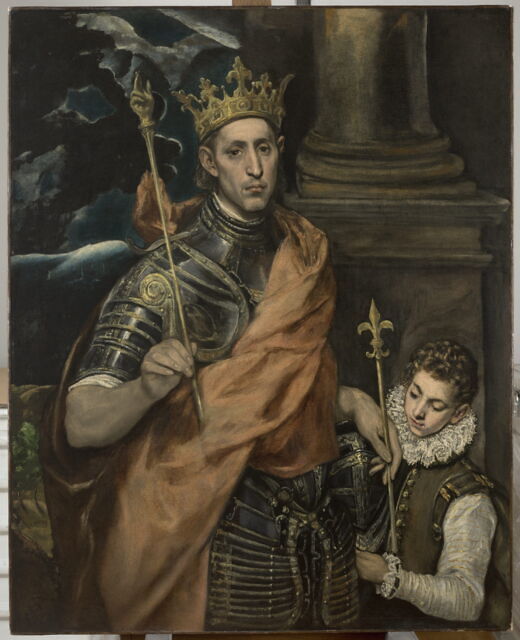 Tableau Vitrail Saint Louis, Roi De France - Art Mural Chrétien 60x35cm