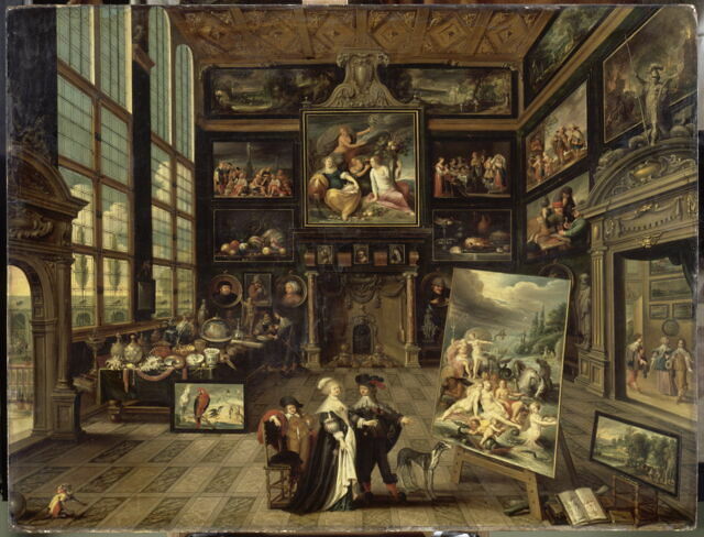 Intérieur d'une galerie de tableaux et d'objets d'art - Louvre