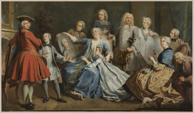 Madame Mercier entourée de sa famille.