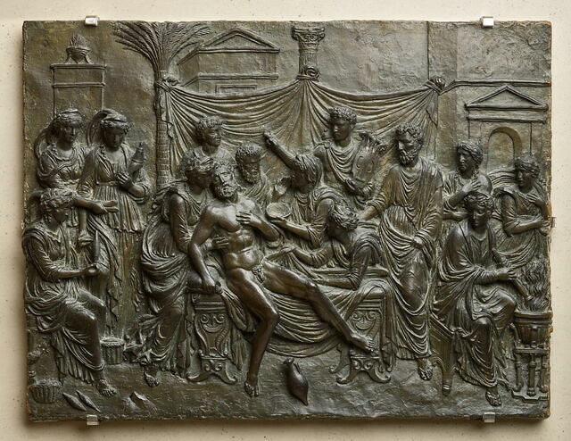 Grand Bas-relief En Staff - Sculpture De L'Accomplissement - Art Mural 49x37cm