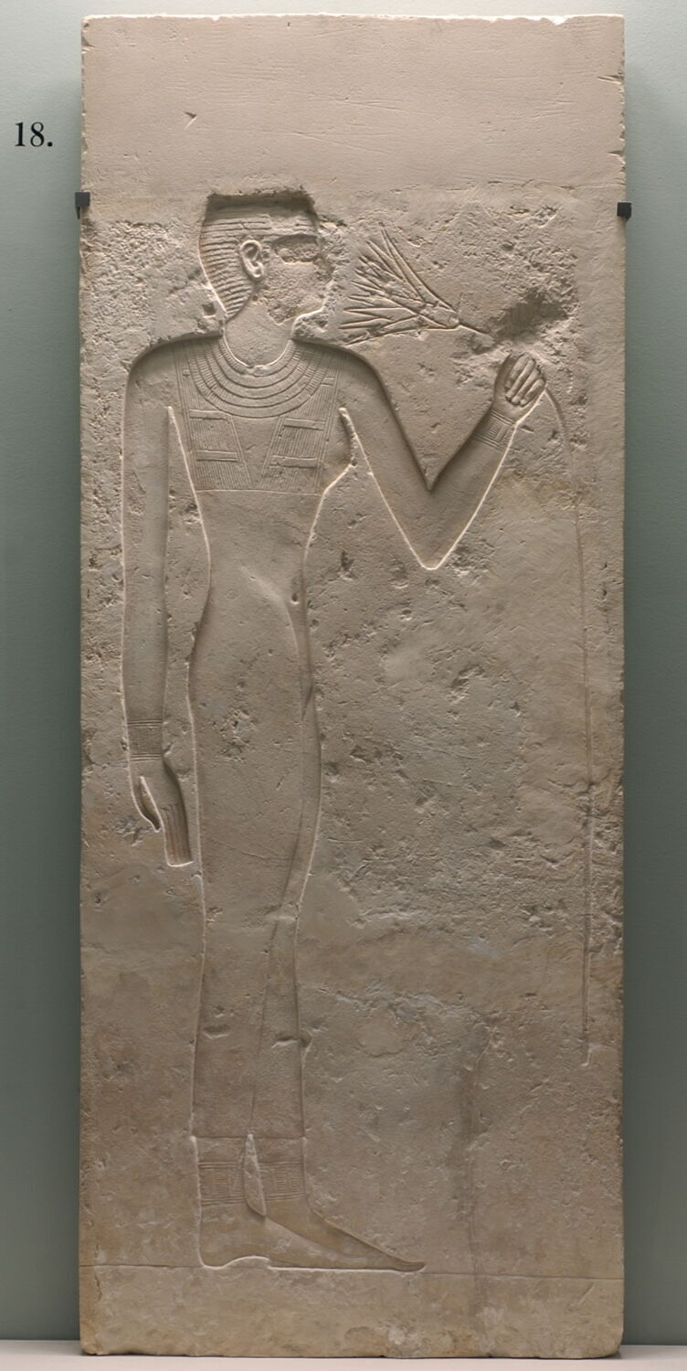 relief mural ; pilier, VIe dynastie (attribution d'après style) (-2413 - -2250)