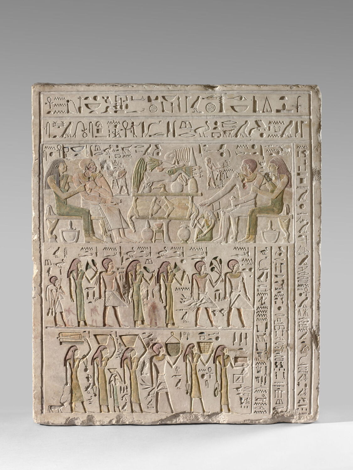 stèle rectangulaire ; stèle à trois registres, début XIIe dynastie (attribution d'après style) (-1974 - -1856)