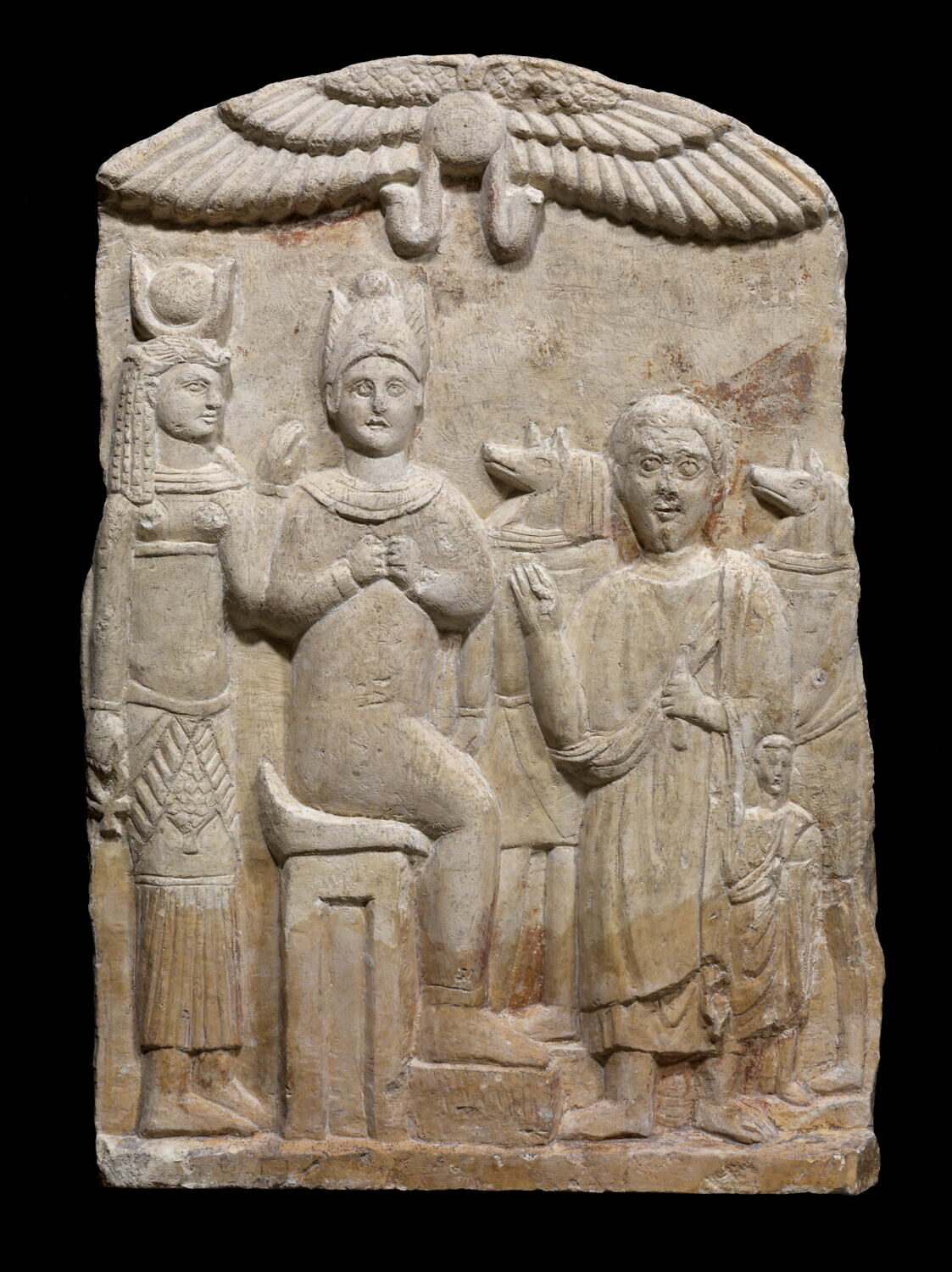 stèle cintrée, Haut Empire ; Vespasien (?) (attribution d'après style) (75 - 99)