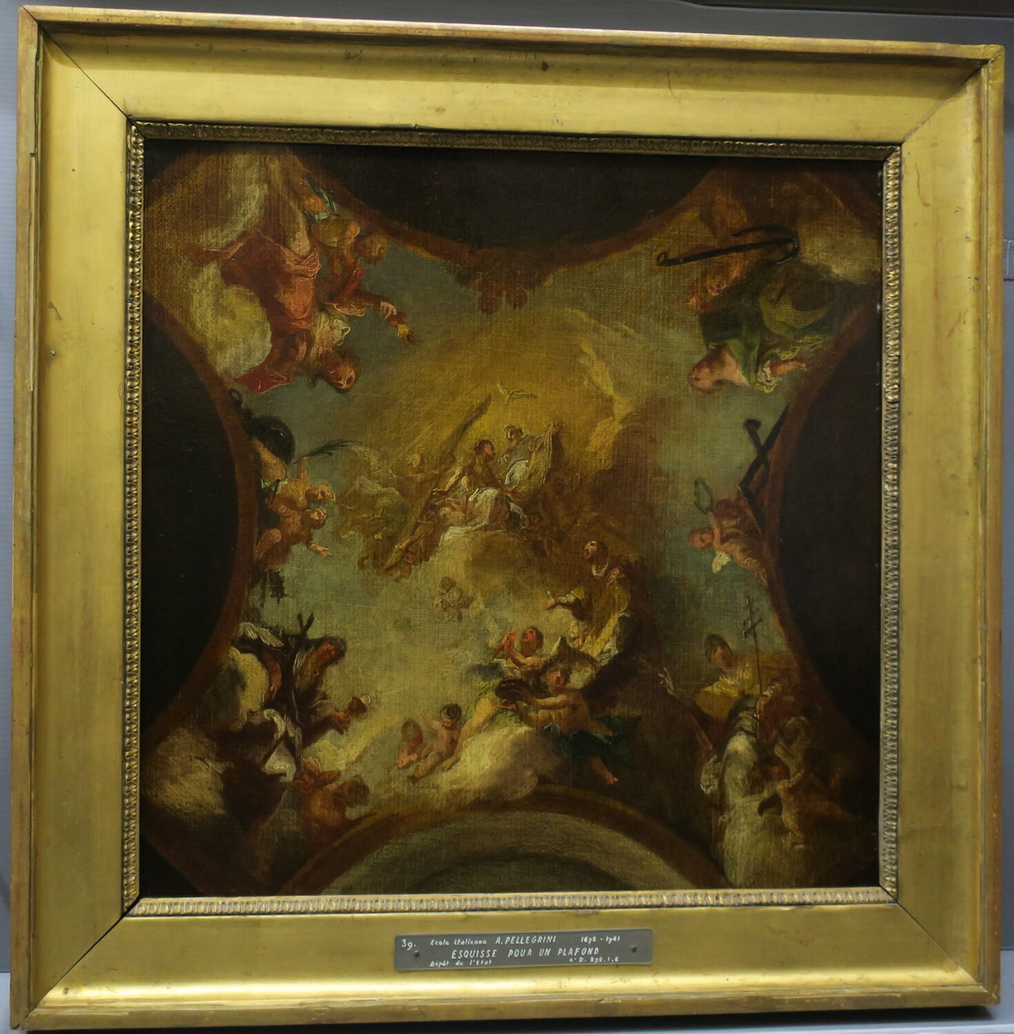 Apothéose d'un saint. Esquisse de plafond, Pellegrini, Giovanni Antonio, 1e quart du XVIIIe siècle (vers 1723)