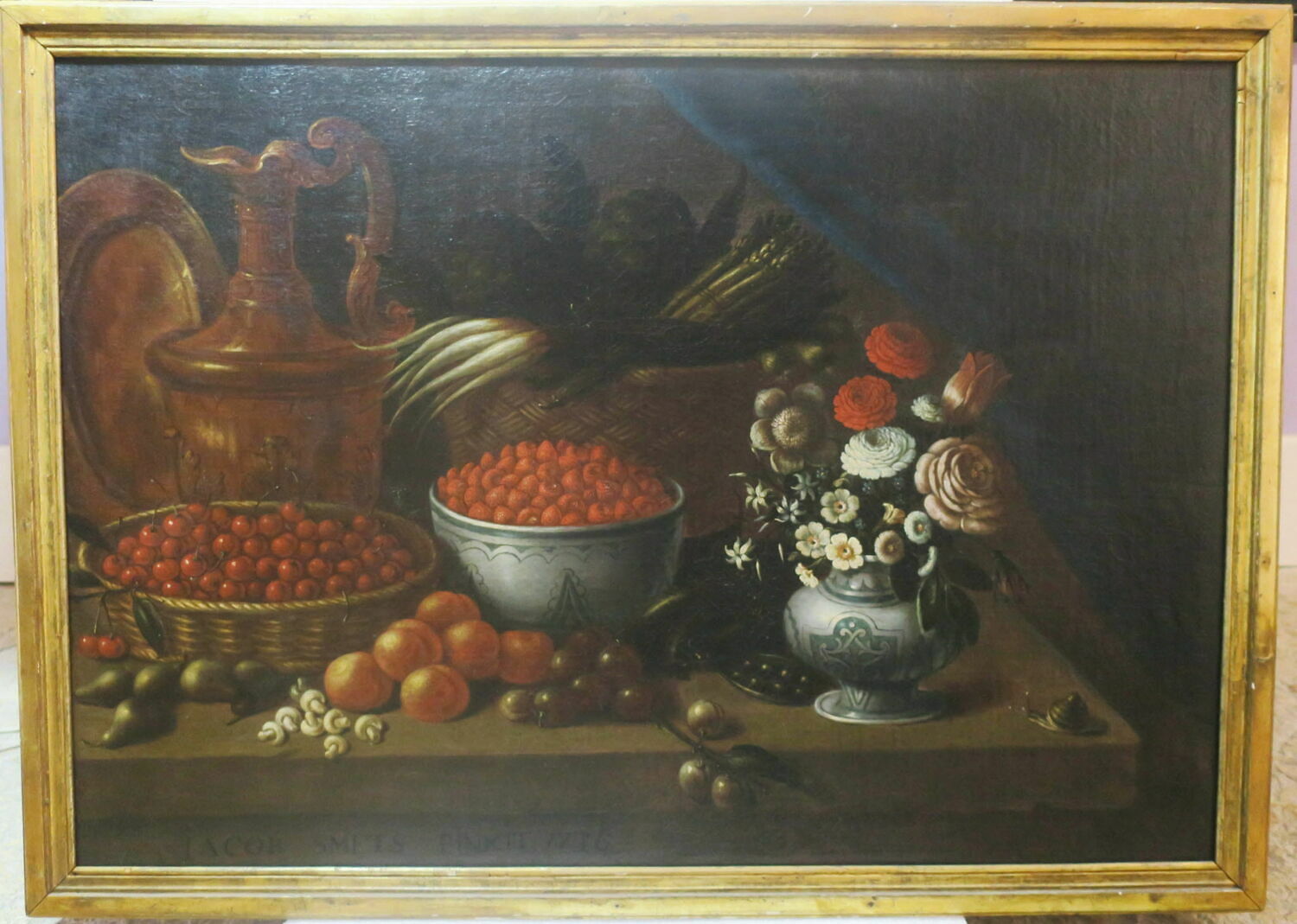 Nature morte au vase de fleurs, Smetz, Jacques, XVIIIe siècle (1736)
