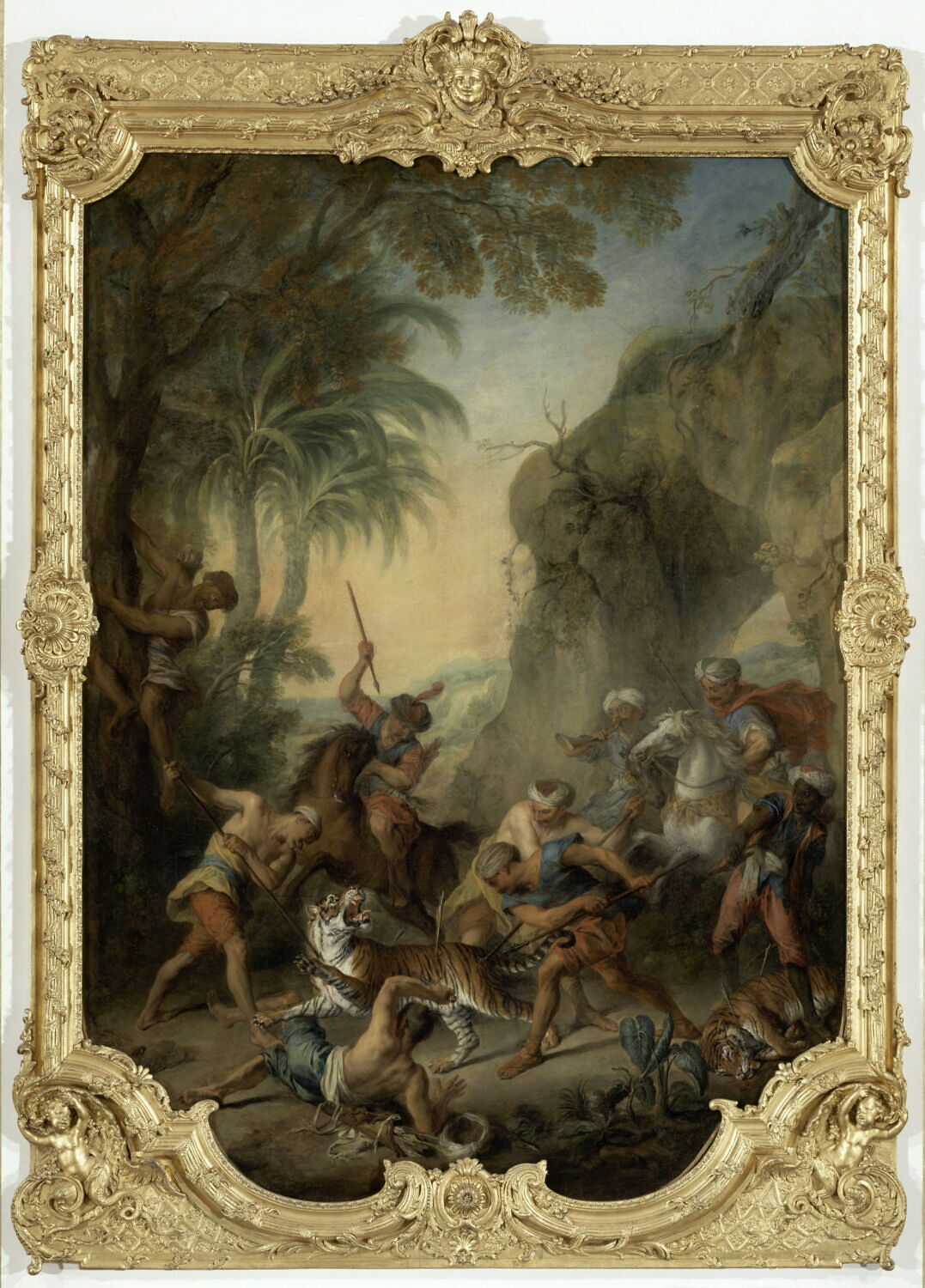 Chasse aux léopards ou Chasse au tigre, Lancret, Nicolas, 2e quart du XVIIIe siècle (1736)