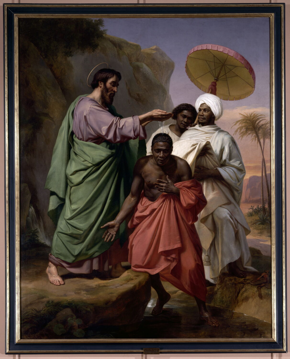 Saint Philippe baptisant l'eunuque de la reine d'Éthiopie sur le chemin de Jérusalem à Gaza, Abel de Pujol, Alexandre-Denis, 2e quart du XIXe siècle (1848)