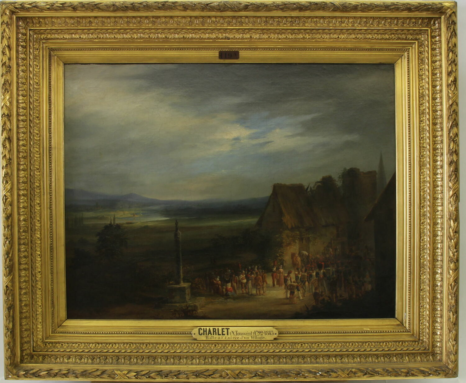 Halte de troupes à l'entrée d'un village, Charlet, Nicolas Toussaint, XIXe siècle (1800 - 1900)