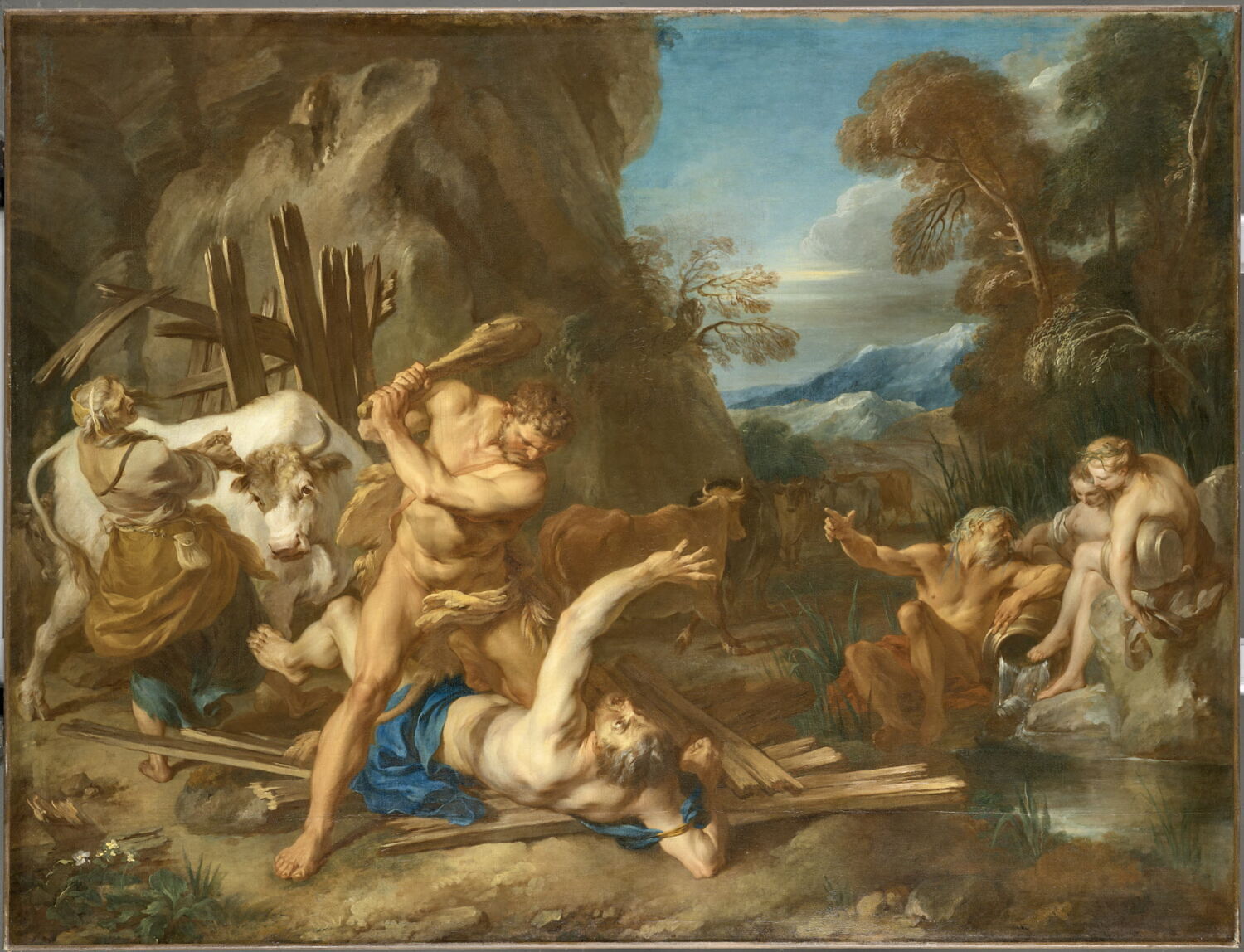 Hercule tuant Cacus, Le Moyne, François, 1e quart du XVIIIe siècle (1718)