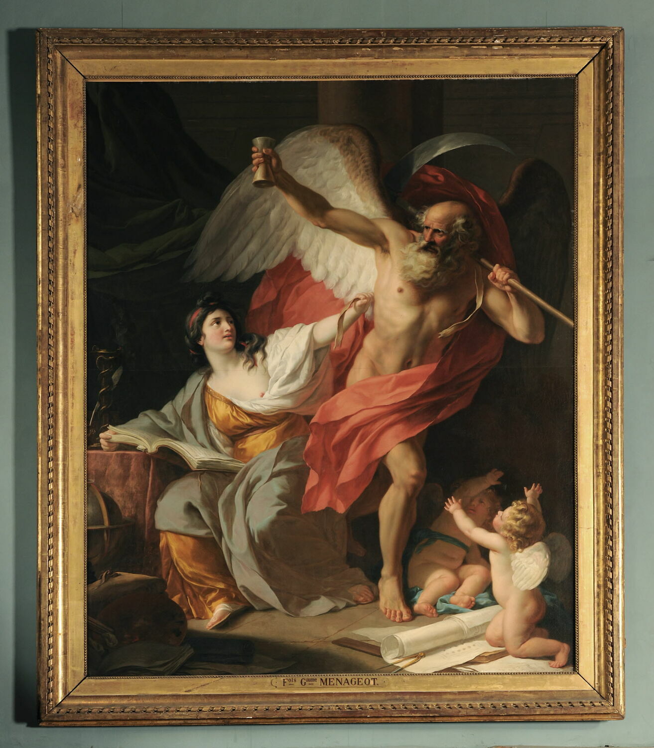 L'Étude arrête le Temps, Ménageot, François Guillaume, 3e tiers du XVIIIe siècle (1780)