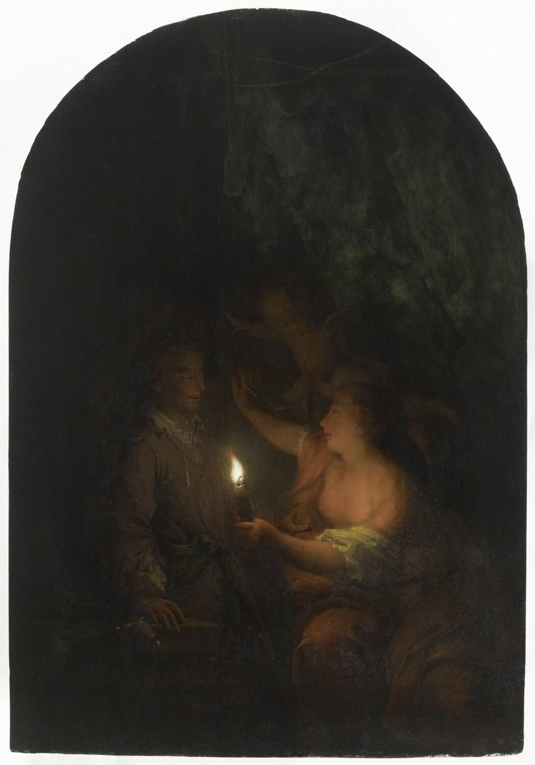 Dibutade dessinant, à la lueur d'une lampe, le portrait de son amant, Tournières, Robert, XVIIIe siècle (1700 - 1800)
