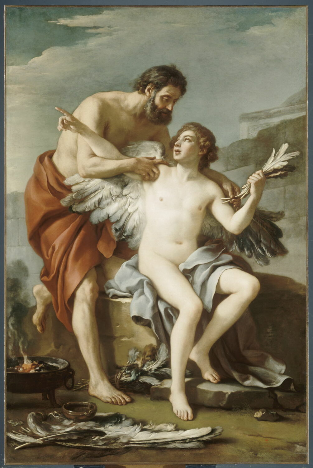 Dédale et Icare, dit aussi Dédale dans le labyrinthe, attachant les ailes à Icare, Vien, Joseph-Marie, XVIIIe siècle (1700 - 1800)