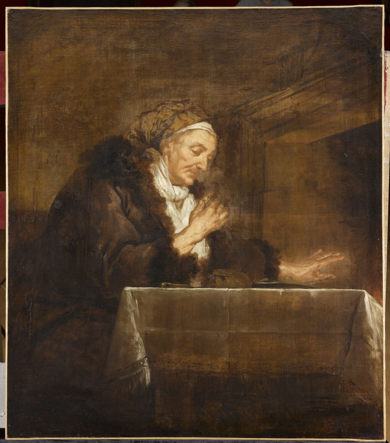 Vieille femme mangeant au coin du feu, Troy, Jean-François de, XVIIIe siècle (1700 - 1800)