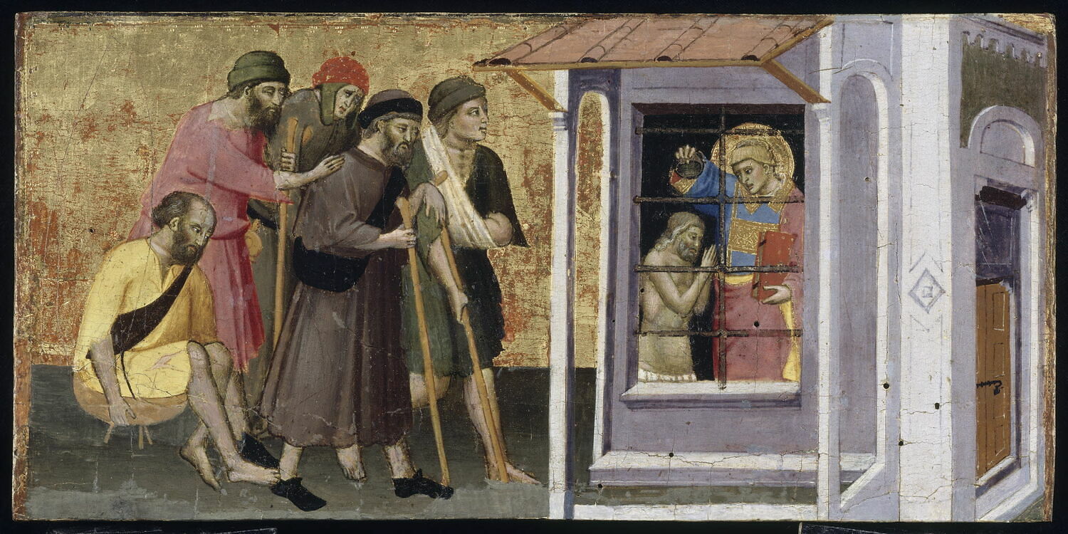 Saint Laurent en prison baptise son geôlier Hippolyte et guérit les aveugles et les infirmes., Italie, XVe siècle (1400 - 1500)