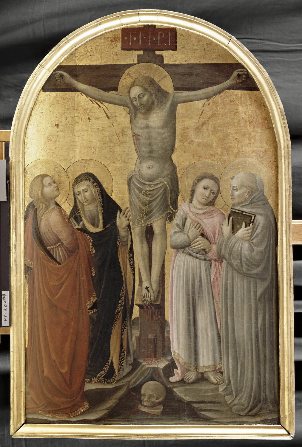 Le Christ en croix entre sainte Madeleine, la Vierge, saint Jean et saint Bernardo degli Uberti, Andrea di Giusto, XVe siècle (1400 - 1500)