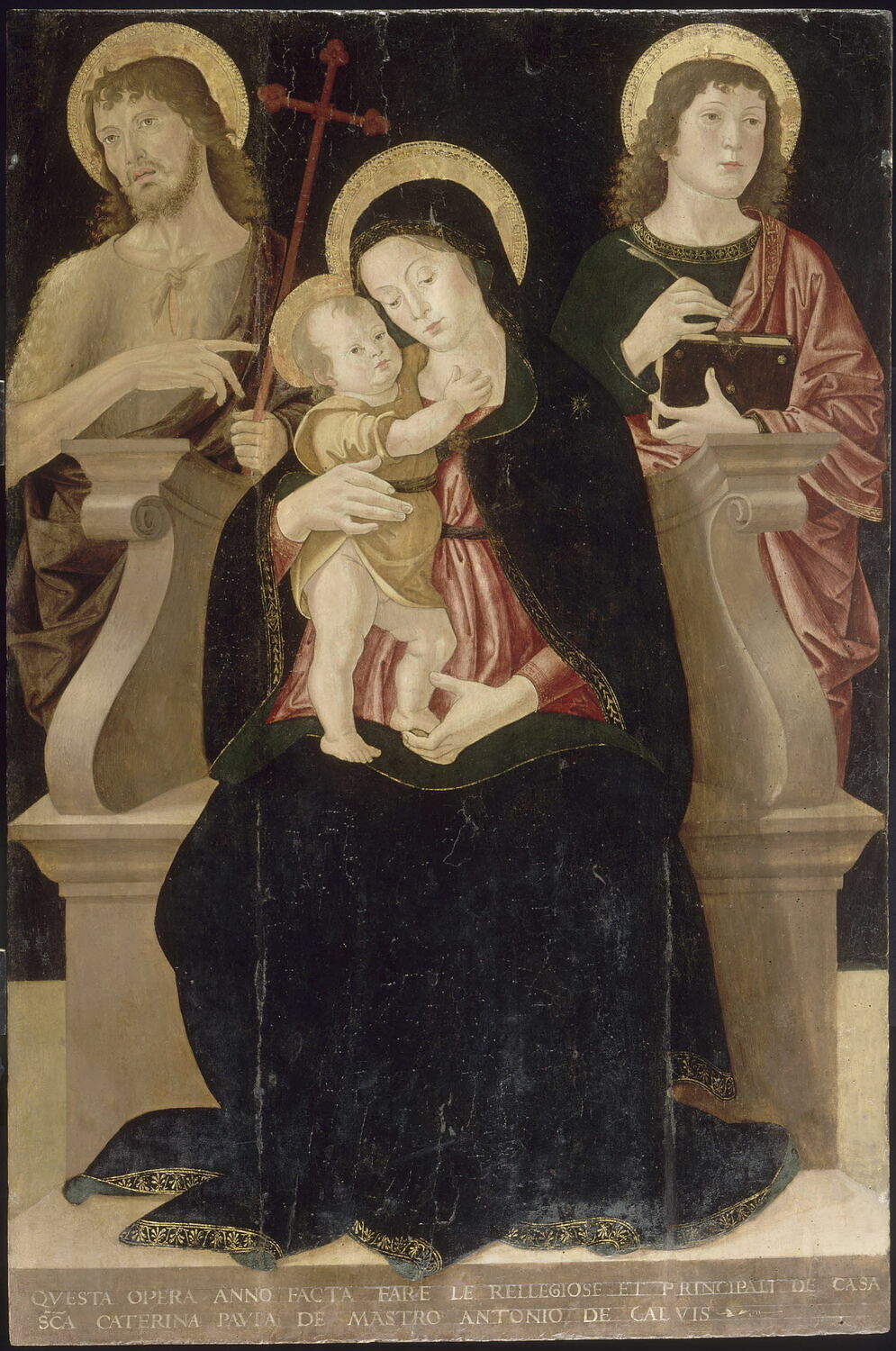 La Vierge et l'Enfant entre saint Jean Baptiste et saint Jean l'Évangéliste, Antoniazzo Romano, XVe siècle (1400 - 1500)
