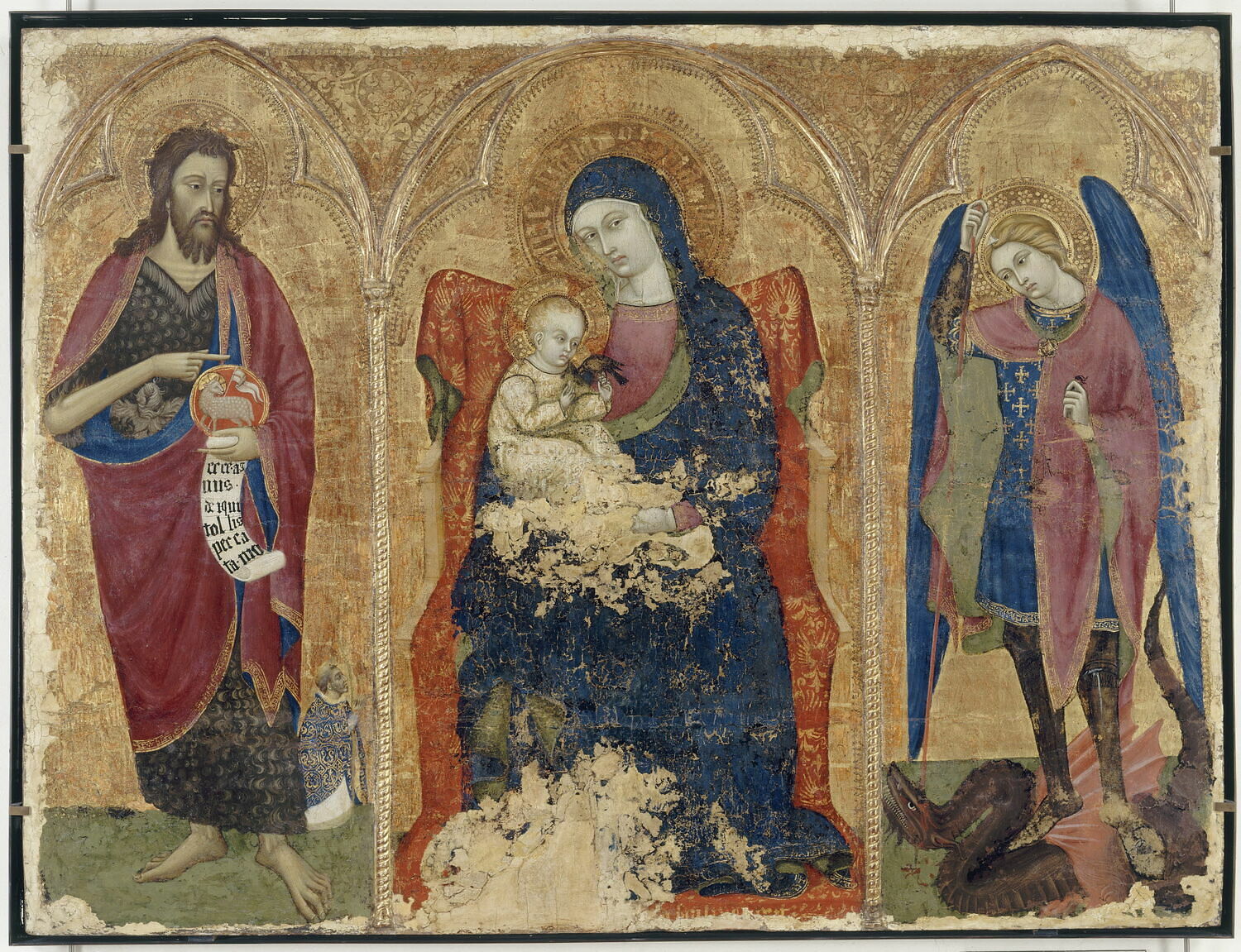 La Vierge et l'Enfant entre saint Jean Baptiste et saint Michel, Barnaba da Modena, XIVe siècle (1300 - 1400)