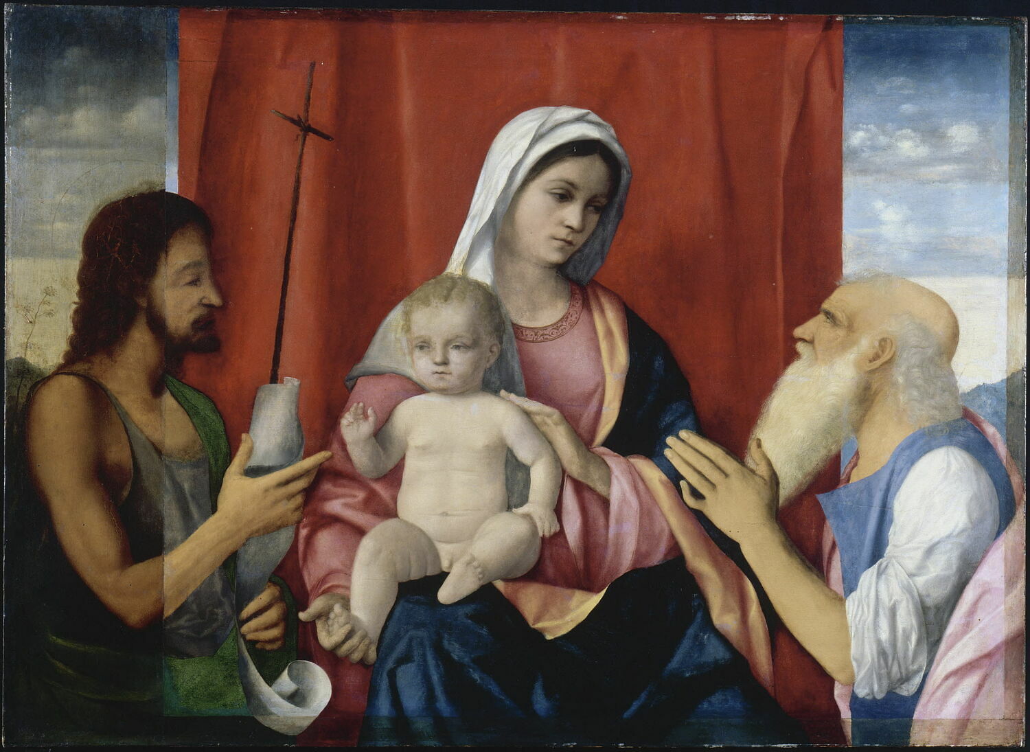 La Vierge et l'Enfant entre saint Jean Baptiste et saint Jérôme, Bellini, Giovanni, XVIe siècle (1500 - 1600)